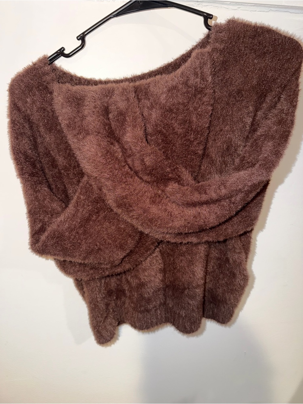 Hollister Plush Fuzzy Crewneck Sweater in Chocolate Brown - Picture 4 of 5